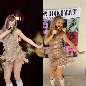 Taylor Swift  costume Gold fringe dress Eras Tour 🤩 Go go  dress